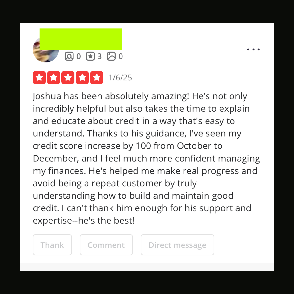 C2C customer credit result